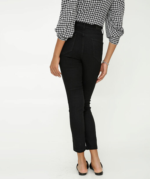 Calça Jeans Skinny Feminina Cintura Alta Bolsos