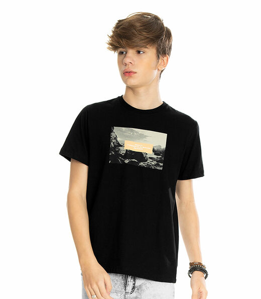 Camiseta Masculina Juvenil Moments Rovitex Teen Preto