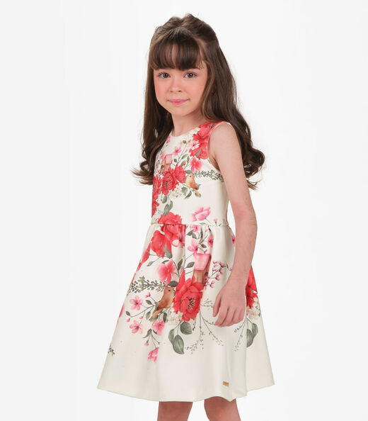 Vestido Menina Trick Nick Bege