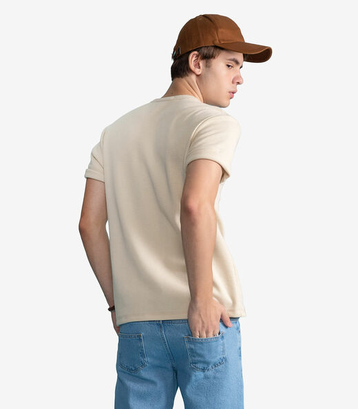 Camiseta Masculina Malhão Maquinetado Minty Bege