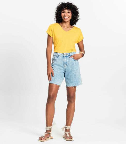 Blusa Feminina Viscotorcion Rovitex Amarelo