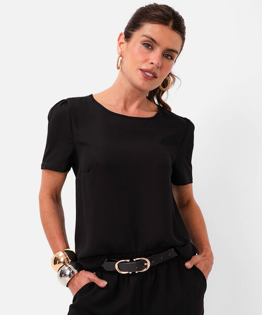 Image_Blusa Feminina Manga Princesa Rebites Marisa Preta