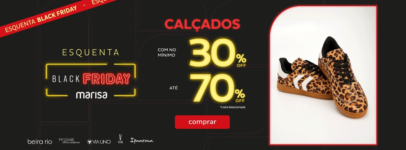 ESQUENTA CALÇADOS com no mínimo 30% OFF até 70% OFF