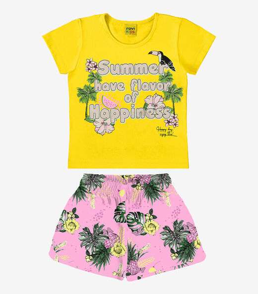 Conjunto Blusa com Shorts Rovi Kids Amarelo