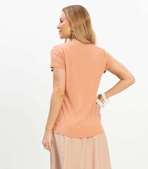 Blusa Feminina Viscotorcion Com Bolso Rovitex Marrom