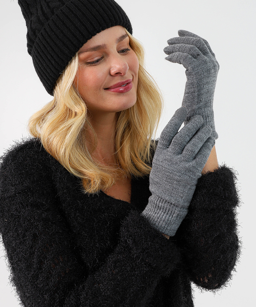 Luva Feminina Tricô Marisa Cinza