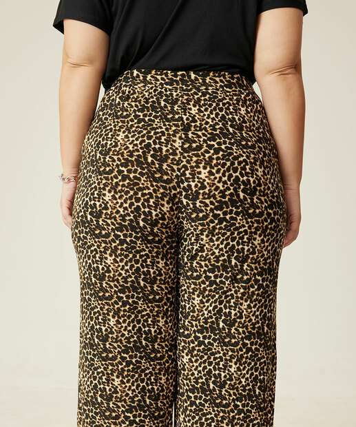 Calça Plus Size Feminina Clochard Estampa Animal Print