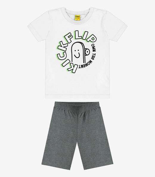 Conjunto Infantil Camiseta Com Bermuda Rovi kids Branco
