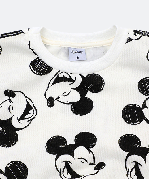 Conjunto Infantil Moletinho Mickey Tam 1 a 3 Off White