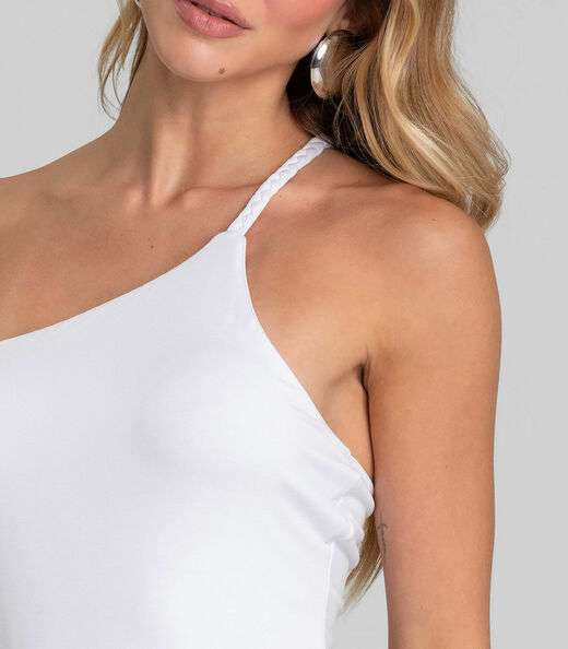 Body Feminino Alça Trançada Dianna Branco