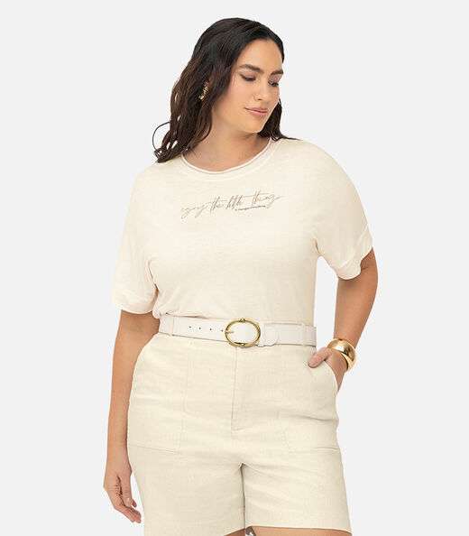 Image_T- Shirt Feminina Manga Curta Secret Glam Bege