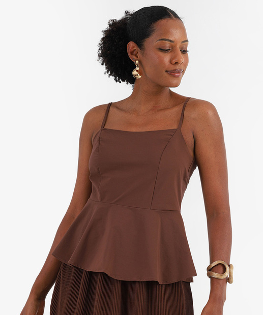 Image_Blusa Feminina Peplum Alças Finas Marisa Marrom