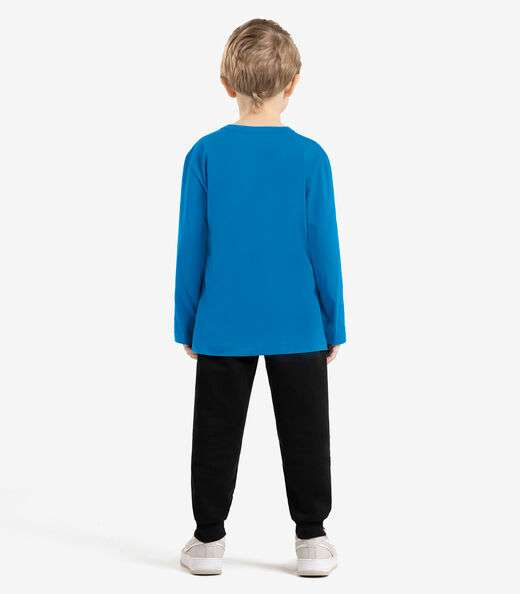 Camiseta Infantil Menino Manga Longa Rovi Kids Azul