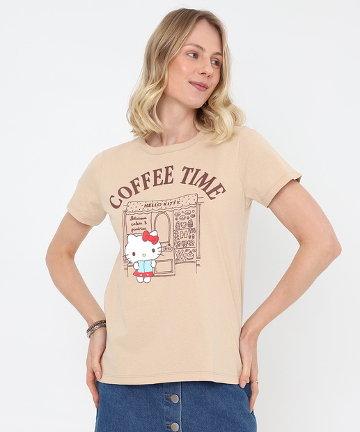 Image_Camiseta Feminina Estampa Hello Kitty Sanrio Bege