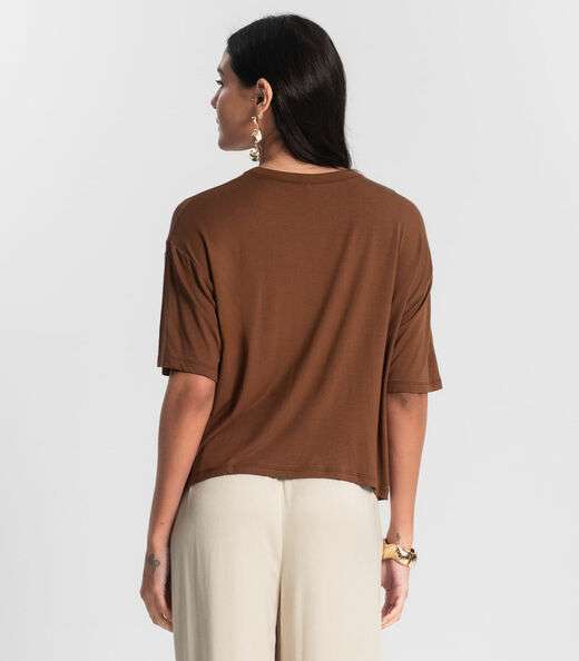 Blusa T- Shirt Feminina Rovitex Marrom