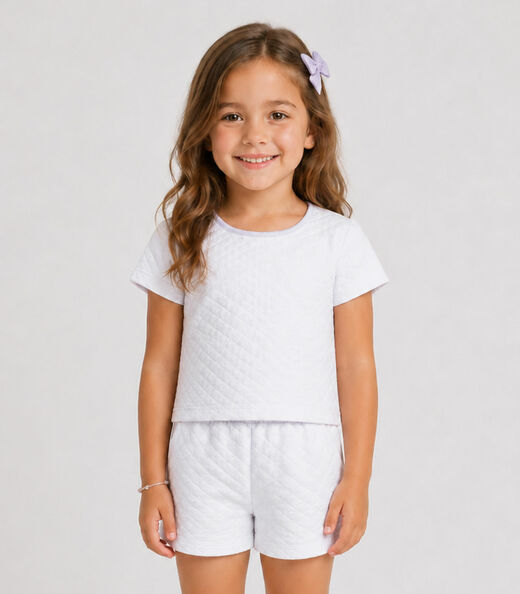 Image_Conjunto Infantil Feminino Blusa E Shorts Select Branco