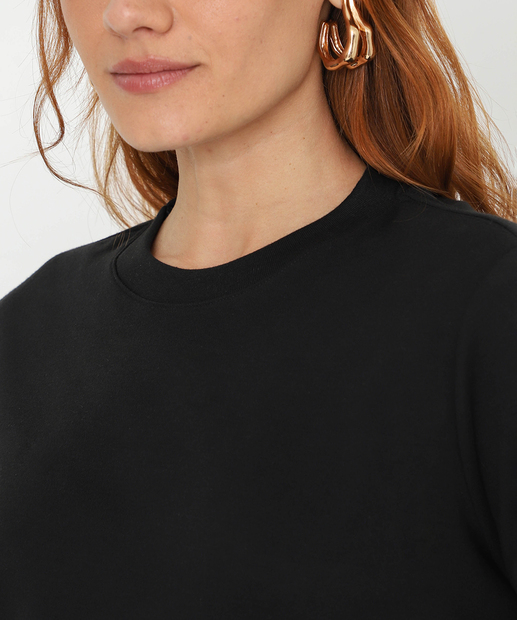 Blusa Feminina Suedine Manga Curta Marisa Preto