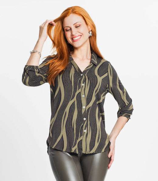Camisa Feminina Manga Longa 7/8 Rovitex Verde