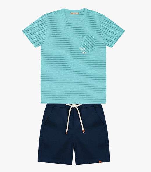 Conjunto Infantil Camiseta Com Bermuda Trick Nick Azul