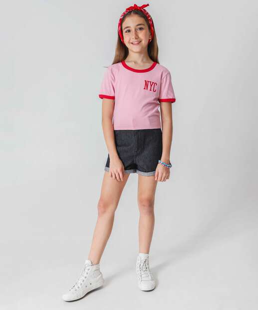 Blusa Juvenil Cotton Bordado Marisa Tam 10 a 16 Rosa