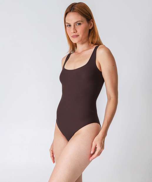 Body Dupla Face sem Bojo Delrio Marrom