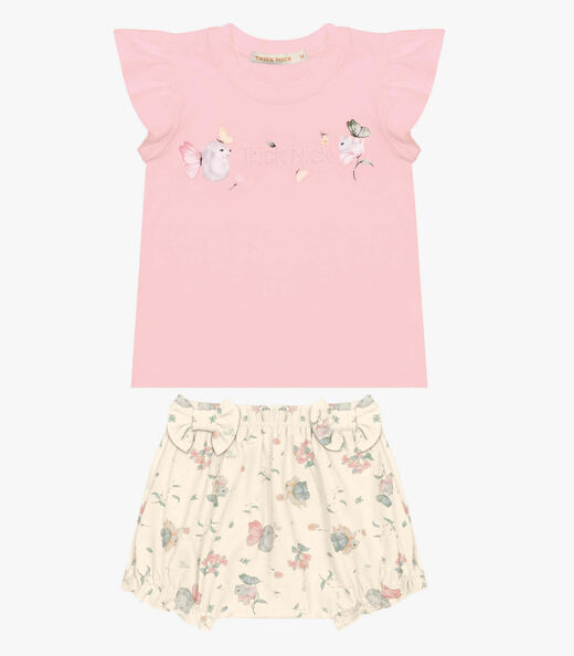 Conjunto Infantil Blusa Com Calcinha Trick Nick Bege