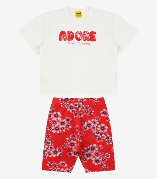 Conjunto Blusa Com Ciclista Meia Malha Rovi Kids Bege