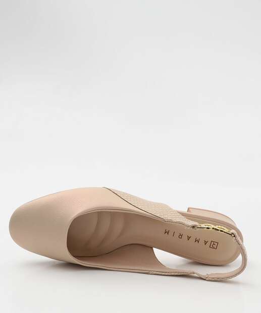 Scarpin Feminino Slingback Salto Grosso Ramarim Bege