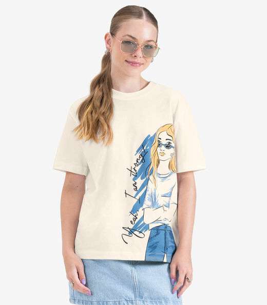 T- Shirt Juvenil em Meia Malha Minty Bege