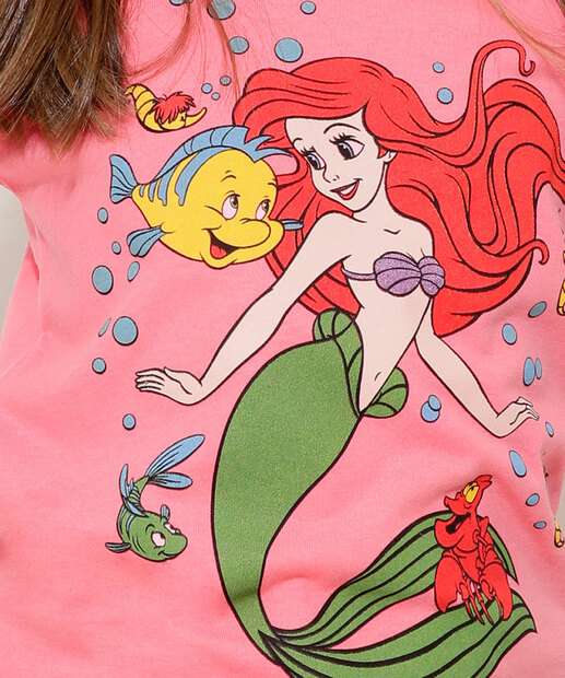 Camiseta Infantil Princesa Ariel Disney Tam 4 a 10
