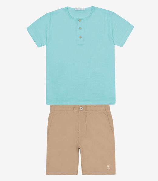 Conjunto Infantil Camisa Com Bermuda Trick Nick Azul