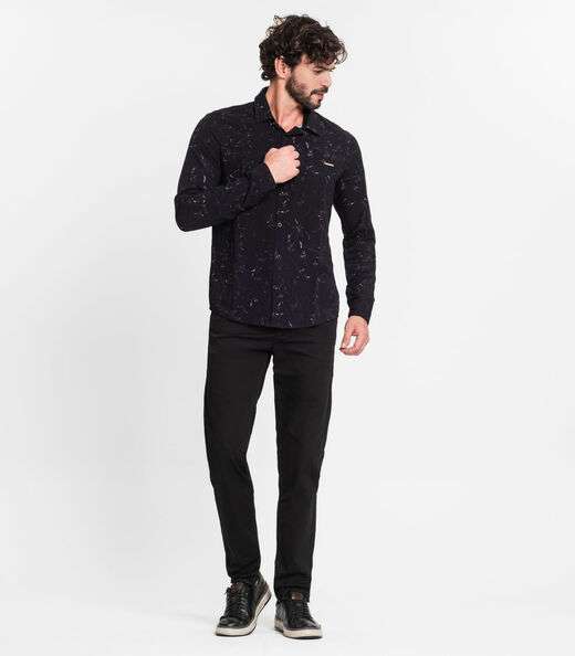 Camisa Manga Longa Masculina Diametro Preto