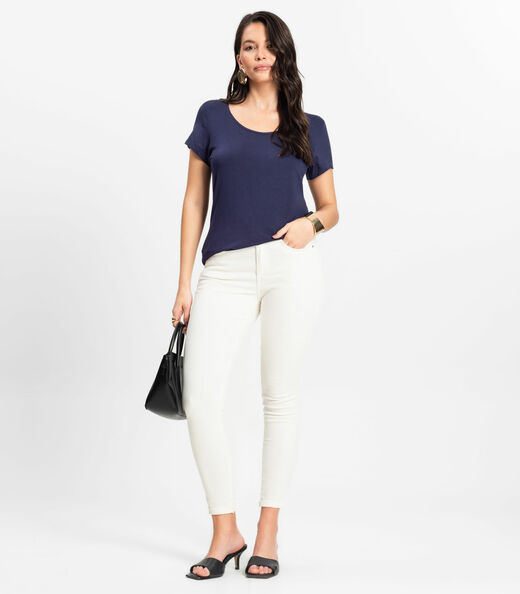 Blusa Feminina Viscotorcion Básica Rovitex Azul