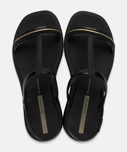 Sandália Feminina Rasteira Glow Ipanema Preto