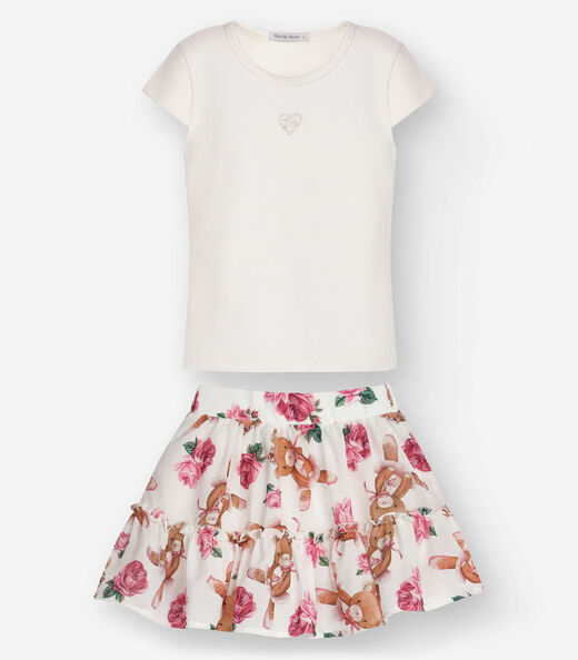 Conjunto Blusa com Saia Menina Trick Nick Bege