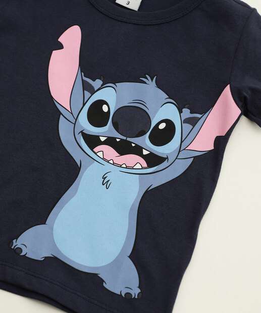 Camiseta Infantil Manga Curta Stitch Disney Tam 1 a 5