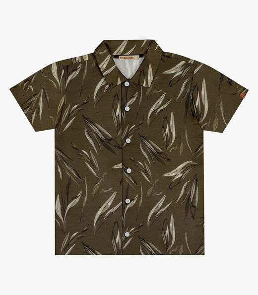 Camisa Infantil Estampa Folhagens Trick Nick Verde