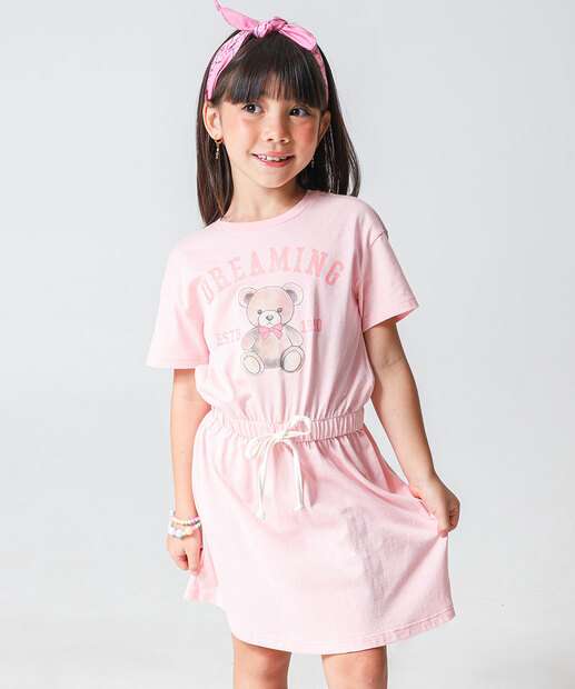 Vestido Infantil Urso Marisa Tam 4 a 10 Rosa
