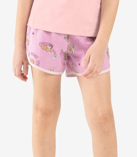 Pijama Infantil Feminino Meia Malha Rovi Kids Rosa