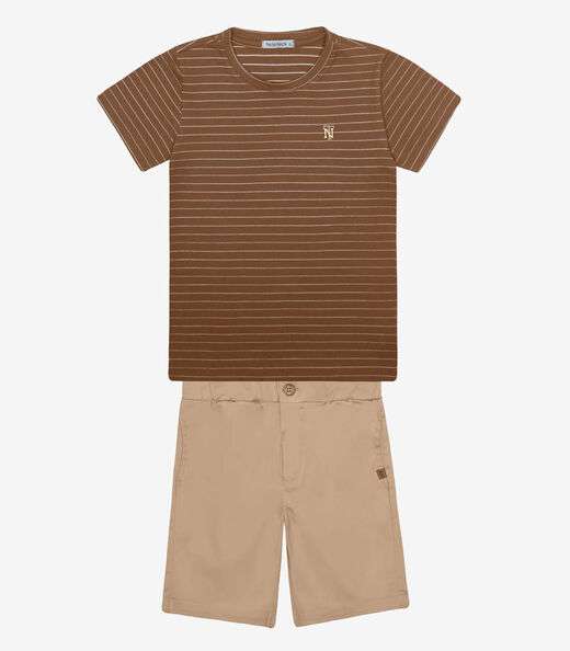 Conjunto Infantil Camiseta Com Bermuda Trick Nick Marrom