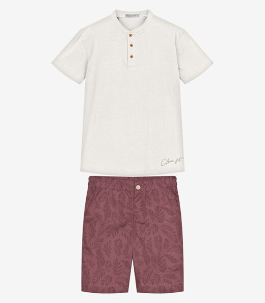 Image_Conjunto Infantil Camiseta Com Bermuda Trick Nick Bege
