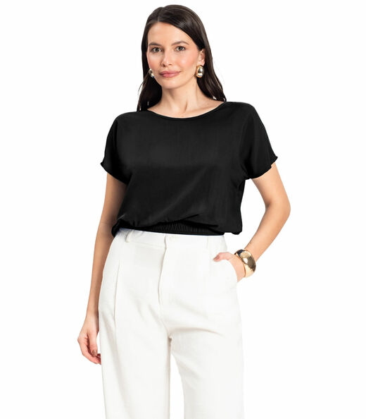 Blusa Feminina manga curta Infinita Cor Preto