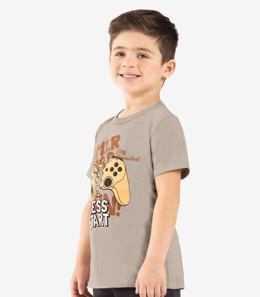 Camiseta Infantil Meia Malha Rovi Kids Marrom