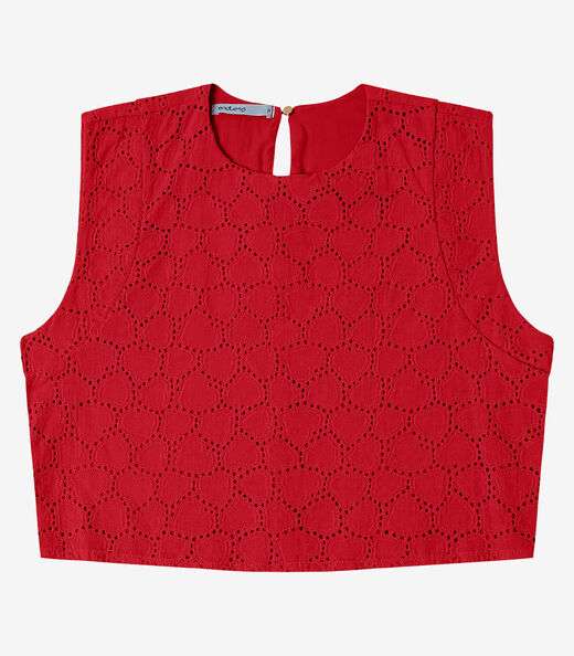 Blusa Feminina Manga Curta Em Laise Endless Vermelho