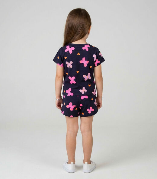 Pijama Infantil Feminino Blusa E Short Select Azul