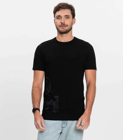 Image_Camiseta Masculina Manga Curta Meia Malha Diametro Preto