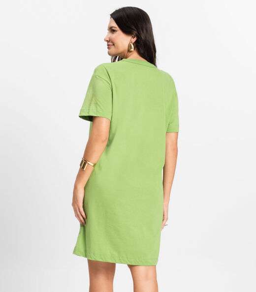 Vestido Básico T-Shirt Feminino Rovitex Verde