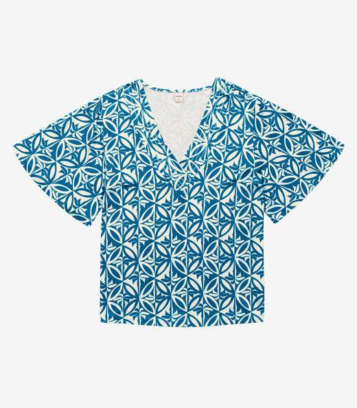 Blusa Feminina Estampada Godê Rovitex Azul