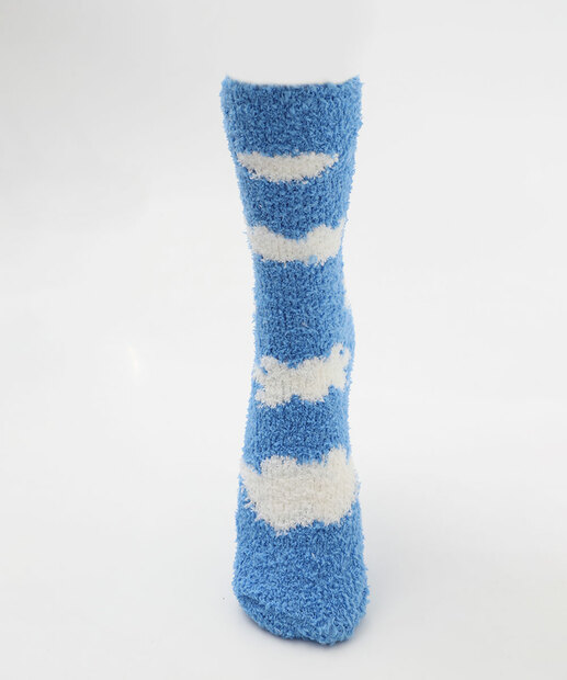 Meia Feminina Cano Médio Chenille Nuvem Marisa Azul