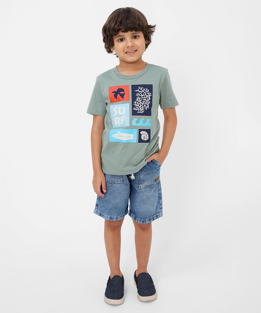 Camiseta Infantil Estampa MR Tam 4 a 10 Verde